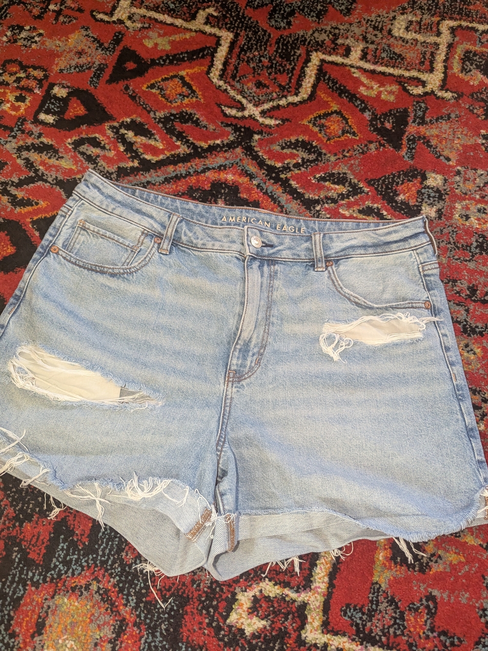 American Eagle Outfitters Light Wash Ripped Denim Shorts